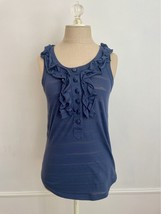 Marc by Marc Jacobs Women&#39;s Navy Sleeveless Textured Ruffle Blouse Size Small - £27.56 GBP