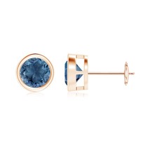 ANGARA Natural London Blue Topaz Solitaire Stud Earrings in 14K Gold (A, 6mm) - £247.69 GBP