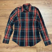 J. Crew Red Black Plaid Womens Curvy Fit Size 2 Button Up Shirt Cotton S... - £22.09 GBP