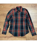 J. Crew Red Black Plaid Womens Curvy Fit Size 2 Button Up Shirt Cotton S... - £22.08 GBP