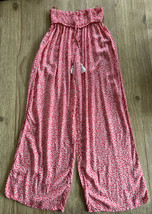 Kiwi &amp; Punch Miami Casual Pull On Pant Wide Leg Size S Coral Print Rayon... - £30.66 GBP