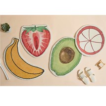 Cute Fruit fluffy rug, Cartoon Strawberry Banana kiwi fruit rug, funky doormat - £78.09 GBP