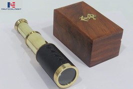  6&quot; Handheld Brass Telescope with Wooden Box - Pirate Navigation - £15.80 GBP