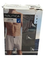 Nautica Men&#39;s Woven Cotton Tagless Classic Fit Boxers Small Gray Blue 3 ... - $16.34