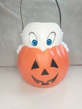 Vintage Empire Blow Mold Casper Ghost Pumpkin Halloween Trick/Treat Candy Bucket - £12.11 GBP