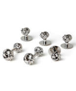 Silver Double Sided Rope Knot Cufflinks and Studs - $129.83 CAD