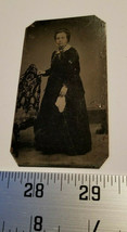 Tintype Photo Woman Handkerchief Ornate Chair Hanky Old Photograph Home Treasure - £18.97 GBP