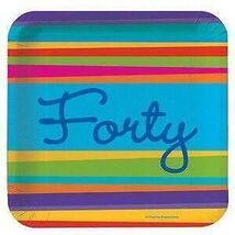 Birthday Stripes Age 40 Plates (8) - $1.21