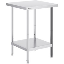 VEVOR Stainless Steel Prep Table, 24 x 24 x 34 Inch, Heavy Duty Metal Worktable  - $146.26