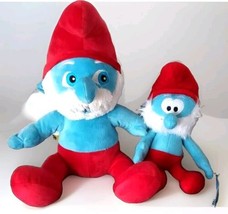 2 Papa Smurf Build A Bear Workshop 17&quot; &amp; The Smurfs 11&quot; Stuffed Doll Plu... - $470.22 MXN