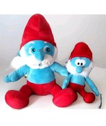 2 Papa Smurf Build A Bear Workshop 17&quot; &amp; The Smurfs 11&quot; Stuffed Doll Plu... - $470.22 MXN