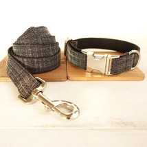 Thicken Soft Dog Collar Set - Elegant Black With Light Gold Accents - £17.42 GBP+