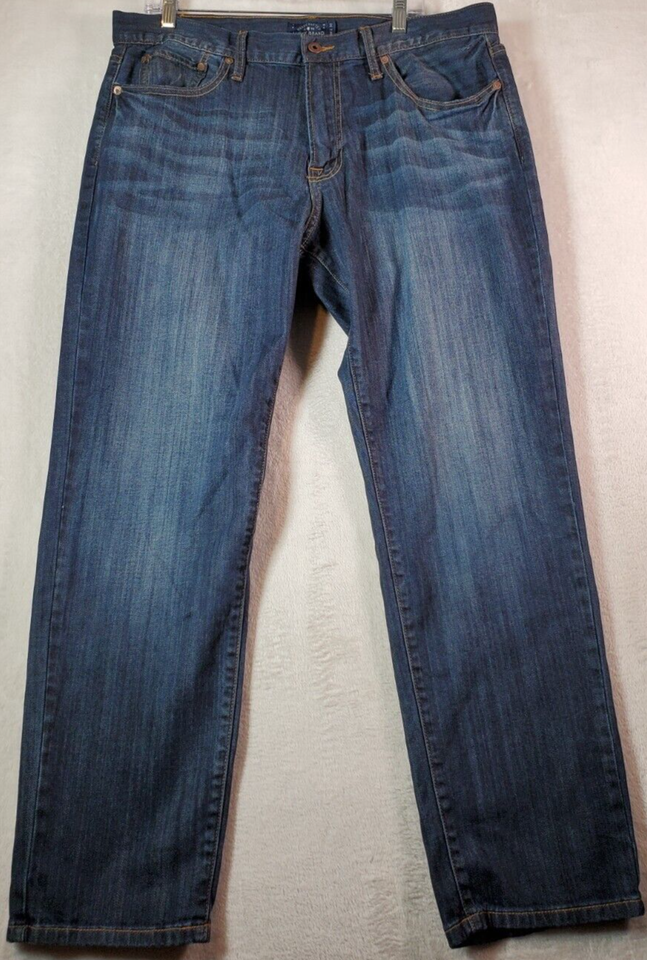 Primary image for Lucky Brand Jeans Mens 36 Dark Blue Denim Cotton Pockets Straight Leg Flat Front