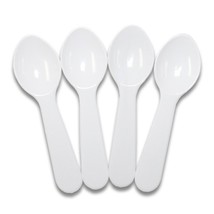 100 3&#39;&#39; White Plastic Taster Spoons - £5.49 GBP