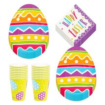 HOME &amp; HOOPLA - Shaped Easter Party Paper Plates, Napkins, Cups, and Happy Easte - £13.63 GBP