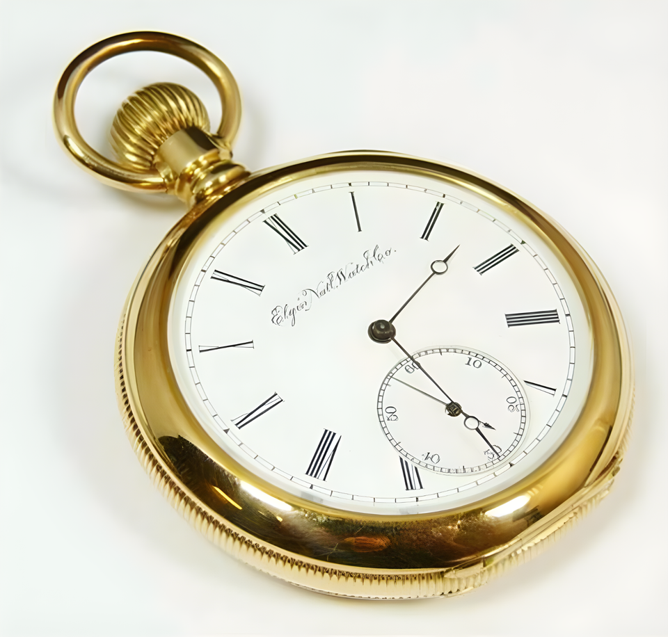 Primary image for Nautical Vintage American Elgin Look Collectible Antique 2" Brass Pocket Watch