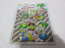 New Old Stock 1980s Vintage Set 6 Plastic Refrigerator Magnets Fridge Elephants - £9.58 GBP