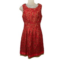 Carlisle Dress Red Lace Floral Overlay Italian Linen Sleeveless Size 2 Women - £36.97 GBP