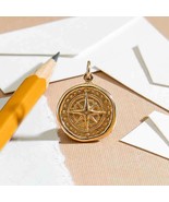 Bronze Wax Seal Compass Charm 22x16mm - $339.63 MXN