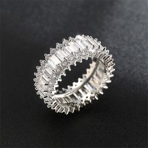 Crystal &amp; Cubic Zirconia Silver-Plated Band Ring - £12.75 GBP