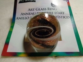 Fashion Ring Art Glass (new) (Size 7) Cosmos   /Black, Gold, White - £7.02 GBP