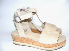 Marc Fisher Beige Espadrilles Platform Sandals Women Size 8.5 M Ankle Strap Heel - £17.44 GBP