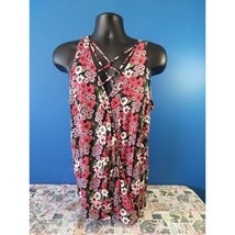 Maurice 24/7 Tank Blouse Size L Floral V Neck With Straps - $8.00