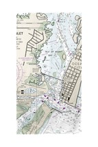 Betsy Drake Ocean City Inlet, VA Nautical Map Beach Towel - £48.48 GBP