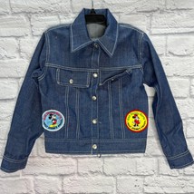 Vintage Growing Girl Jean Denim Jacket Size 8 Disney Sea World Smiley Patches  - £47.38 GBP