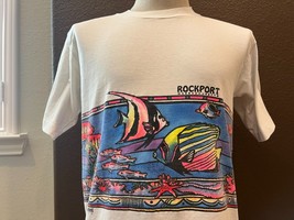 Vintage 90&#39;s Rockport, Massachusetts Aquarium White T-shirt size L - £23.45 GBP