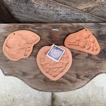 3 Cotton Press Terra Cotta Cookie Paper Molds Romantic Heart Kittens Bea... - $27.72