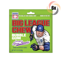 6x Packs Big League Chew Bubble Gum Swingin&#39; Sour Apple | 2.12oz | Fast ... - £14.09 GBP