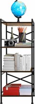 4 Tier Book Shelf, Small Bookshelf Storage Organizer, Tall Narrow, Rusti... - $838.61 MXN