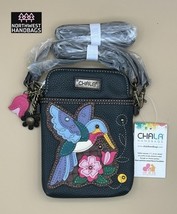 HUMMINGBIRD FLOWER CELLPHONE CROSSBODY PURSE BAG NAVY CHALA - $39.11