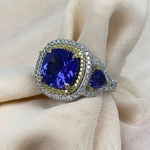 6.49 TCW GIA Violett Kissen Brillantschliff Tansanit Diamantring 14k Wei... - $130,073.92 MXN