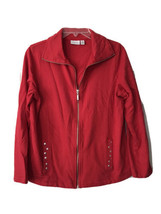 Kim Rogers Collared Lightweight Zip up Jacket ~ Sz PM ~ Red ~ Long Sleeve - $17.09