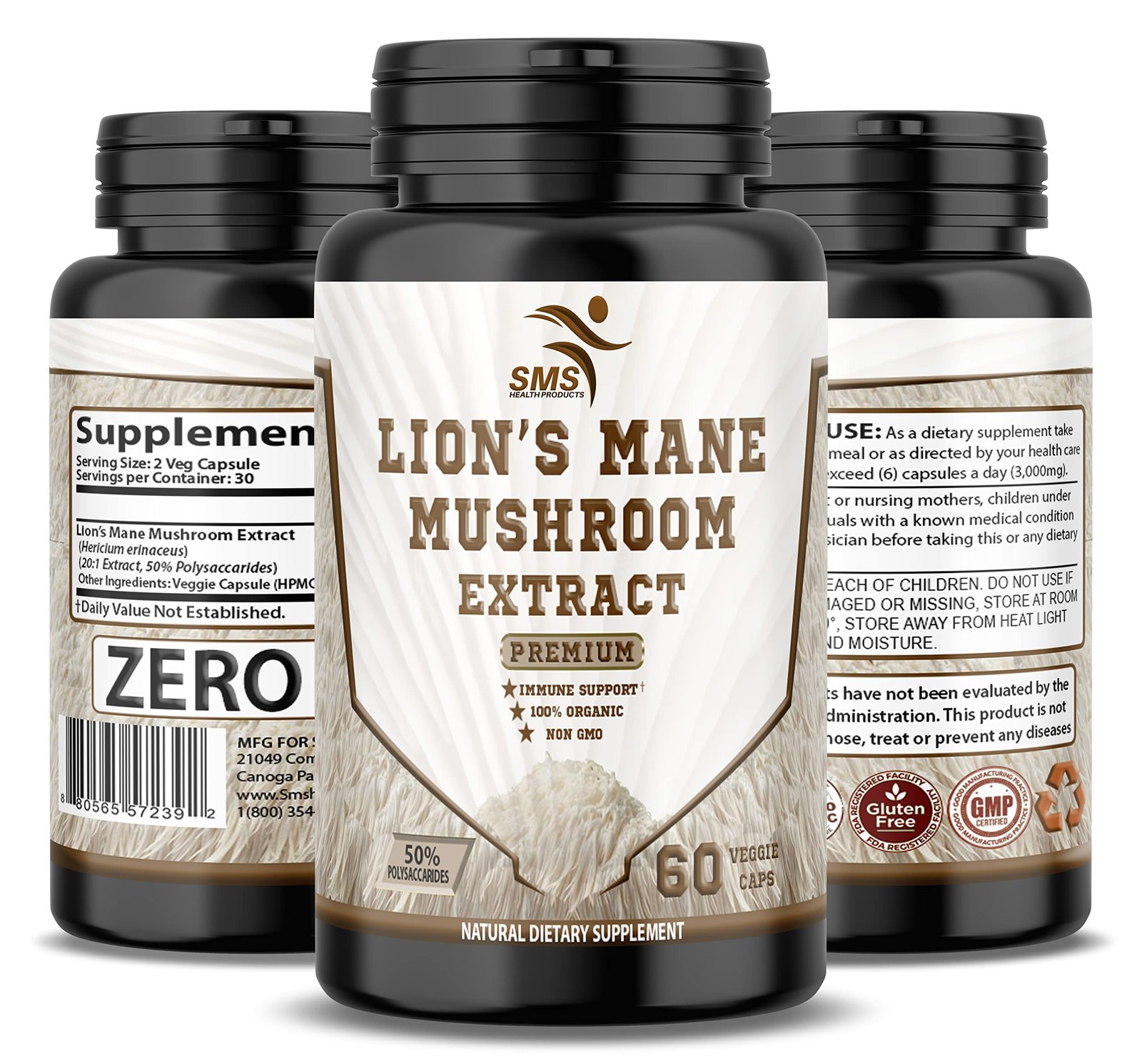 Lion&#39;s Mane Pills Mushroom Cognition Capsules (60 Veggie Capsules) 30% P... - $14.85