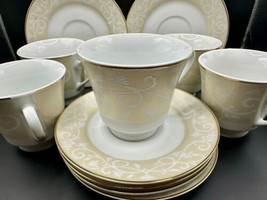 Chris Madden For Home Cups &amp; Saucers (16 pc) JC Penny Montalria Gold - £33.02 GBP