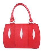 Genuine Stingray Skin Handbag / Shoulder Bag Long Adjusted Strap Women Red - £220.24 GBP