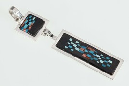 Alex Beeshligaii Navajo Inlay Sterling Silver Dangle Pendant 23.4gr - €296,15 EUR