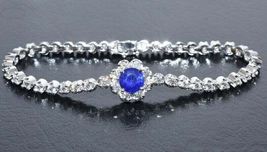 7Ct Round Cut Simulated Tanzanite Tennis Bracelet  Gold Plated 925 Silver - £132.94 GBP