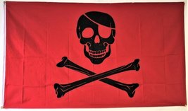 K&#39;s Novelties 3x5 Pirate Red Blood Patch FLAG 5&#39; x 3&#39; Skull Skeleton Bones Hallo - £7.12 GBP