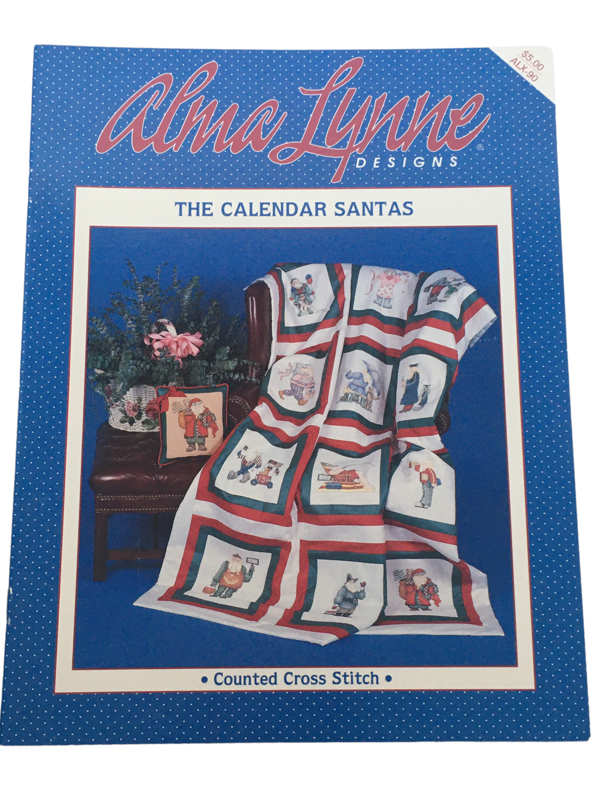 Alma Lynne Cross Stitch Pattern Leaflet The Calendar Santas Months Holidays Book - $5.99
