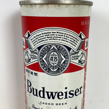 Budweiser Beer Can Vintage 16oz Tall Boy Tab Top Red Steel Metal Anheuse... - $9.49
