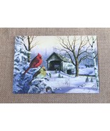 Terry Doughty Snowy Haven Birds Cardinal Covered Bridge Holiday Greeting... - £7.04 GBP