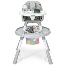 6-in-1 Baby High Chair Infant Activity Center with Height Adjustment-Gray - £135.73 GBP