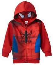 Boys Hoodie Zip Up Jacket Marvel Spiderman Red Hooded Face Mask $48 NEW-sz 18/20 - £17.22 GBP
