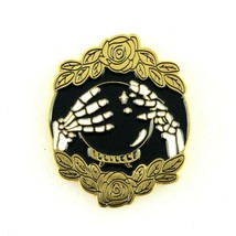 Skeleton Crystal Ball Roses Enamel Pin Fashion Jewelry Accessory - £6.40 GBP