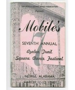 Vintage 1960 AZALEA TRAIL SQUARE DANCE FESTIVAL Mobile Alabama Program Book - $276.16 MXN