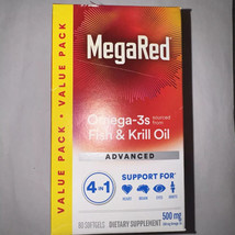 MegaRed Omega-3s Fish &amp; Krill Oil Advanced 4in1 500 Mg, 80 Softgels (Exp... - £13.22 GBP